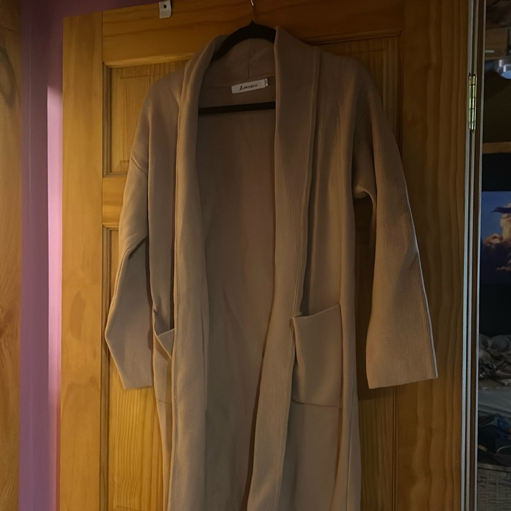 Tan sweater cardigan coat
